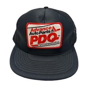 Vintage Advance Auto Parts Patch Snap Back Trucker Hat PDQ Black Rope